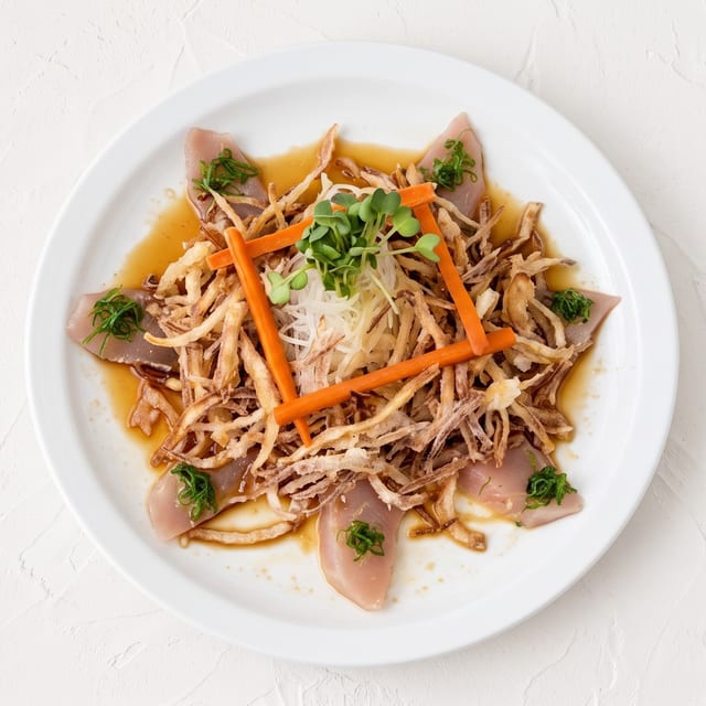 Albacore Sashimi with Crispy Onion.